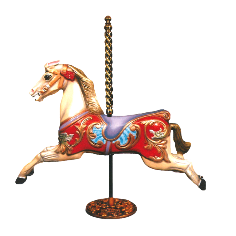 Genuine Carousel horses with twisted brass and stand for sale