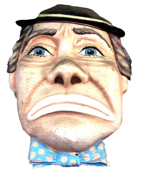 Sad Clown fibreglass funfair display mould, painted to order.